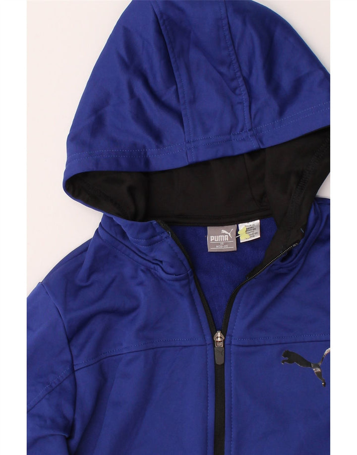 PUMA Girls Zip Hoodie Sweater 10-11 Years Medium Navy Blue Polyester Vintage Puma and Second-Hand Puma from Messina Hembry 
