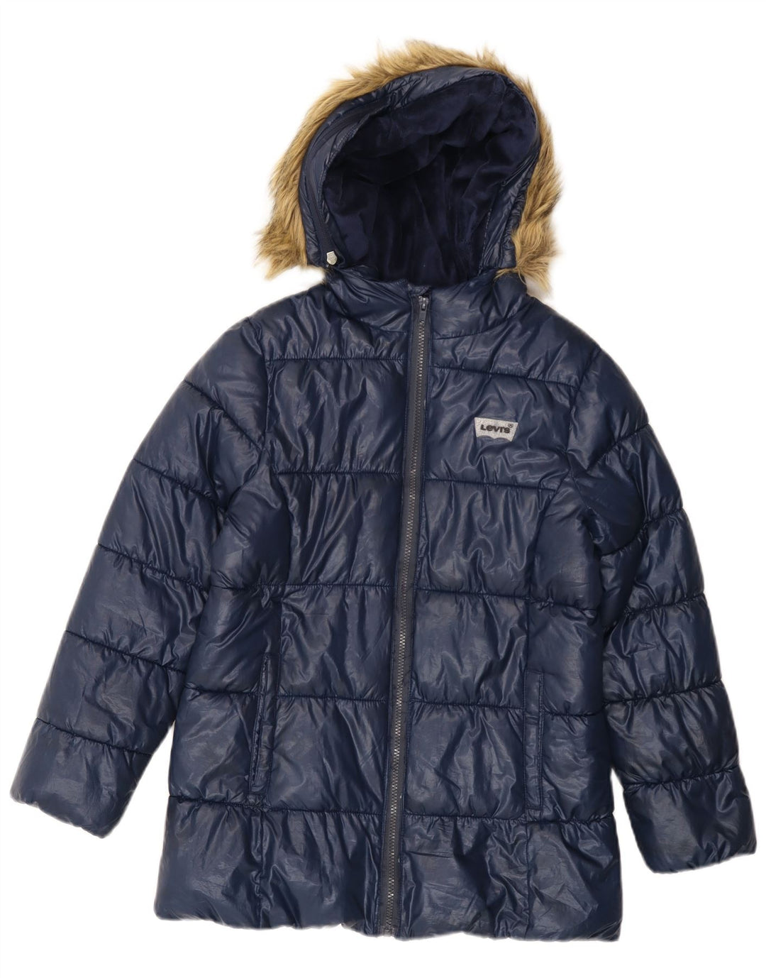 LEVI'S Girls Hooded Jacket 11-12 Years Navy Blue Polyester