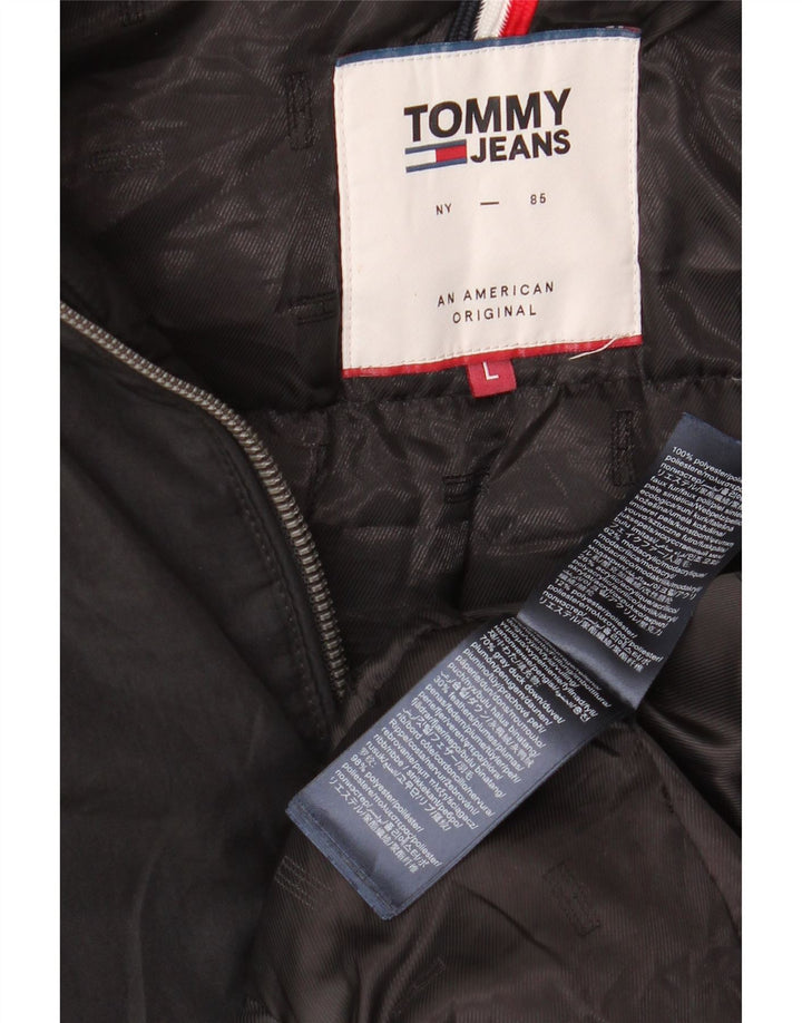 Tommy Hilfiger γυναικείο μπουφάν με κουκούλα UK 16 μεγάλο μαύρο πολυεστέρα