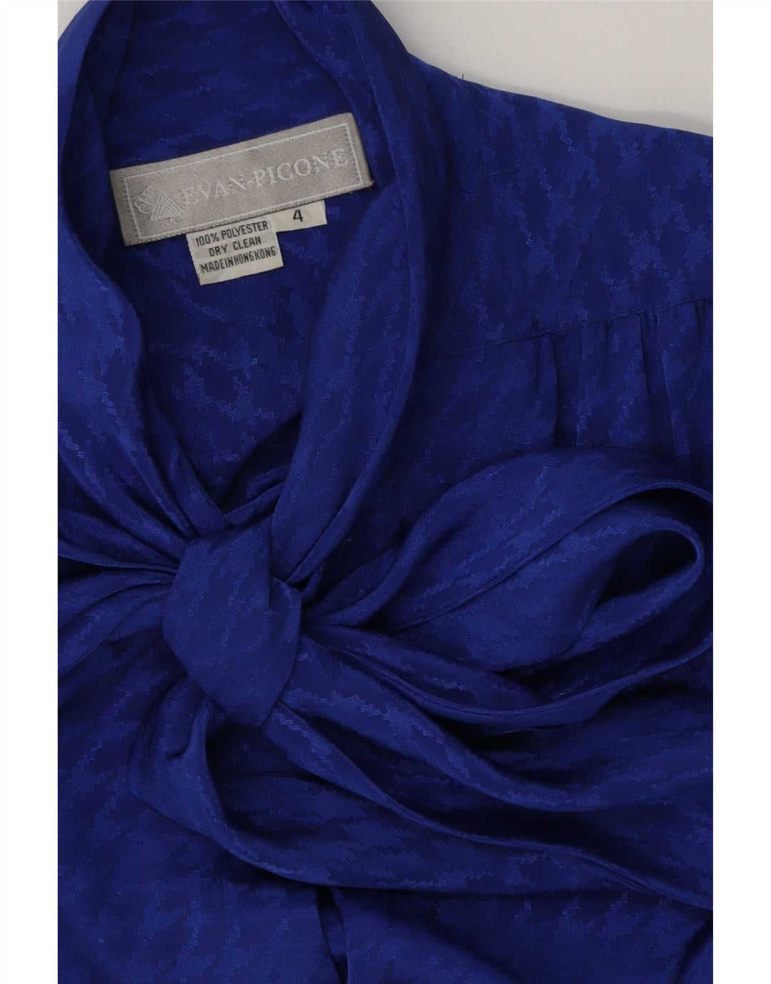 Evan Picone Γυναικείο πουκάμισο με γραβάτα μπλούζα US 4 Small Blue Houndstooth