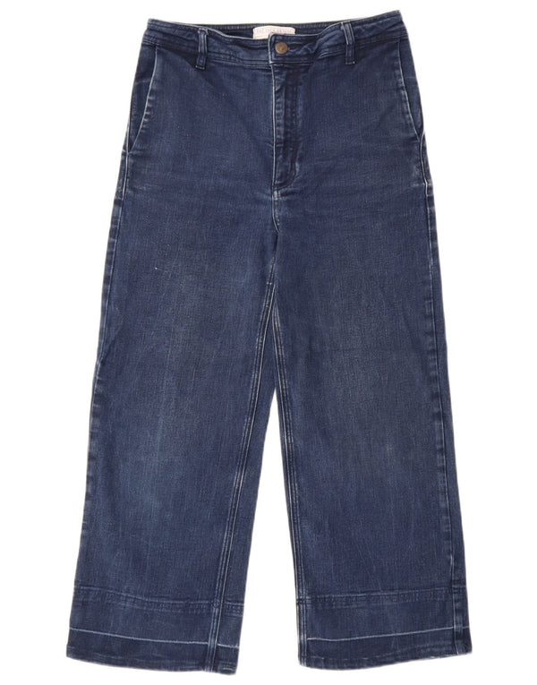Χοντρό πρόσωπο Γυναικείο φαρδύ τζιν UK 10 Small W30 L24 Navy Blue Cotton