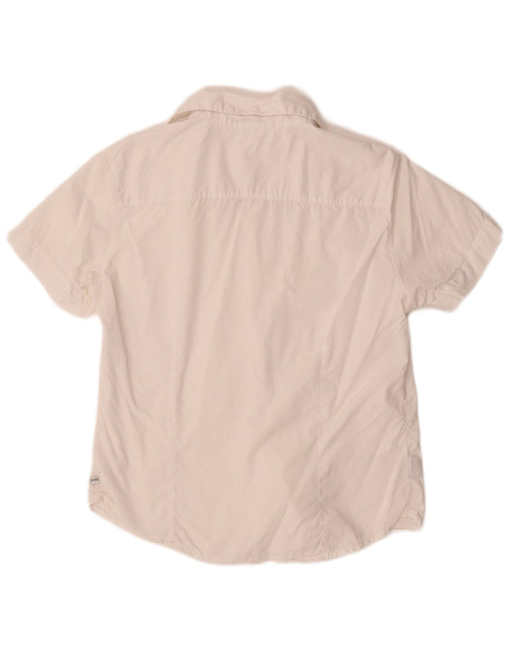 MURPHY & NYE Γυναικείο κοντομάνικο πουκάμισο UK 14 μεγάλο λευκό βαμβακερό