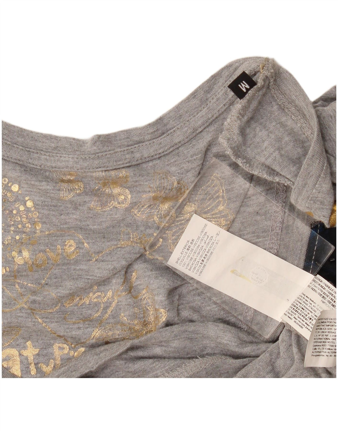 Desigual Γυναικείο Graphic Tunic Top UK 12 Medium Grey Viscose