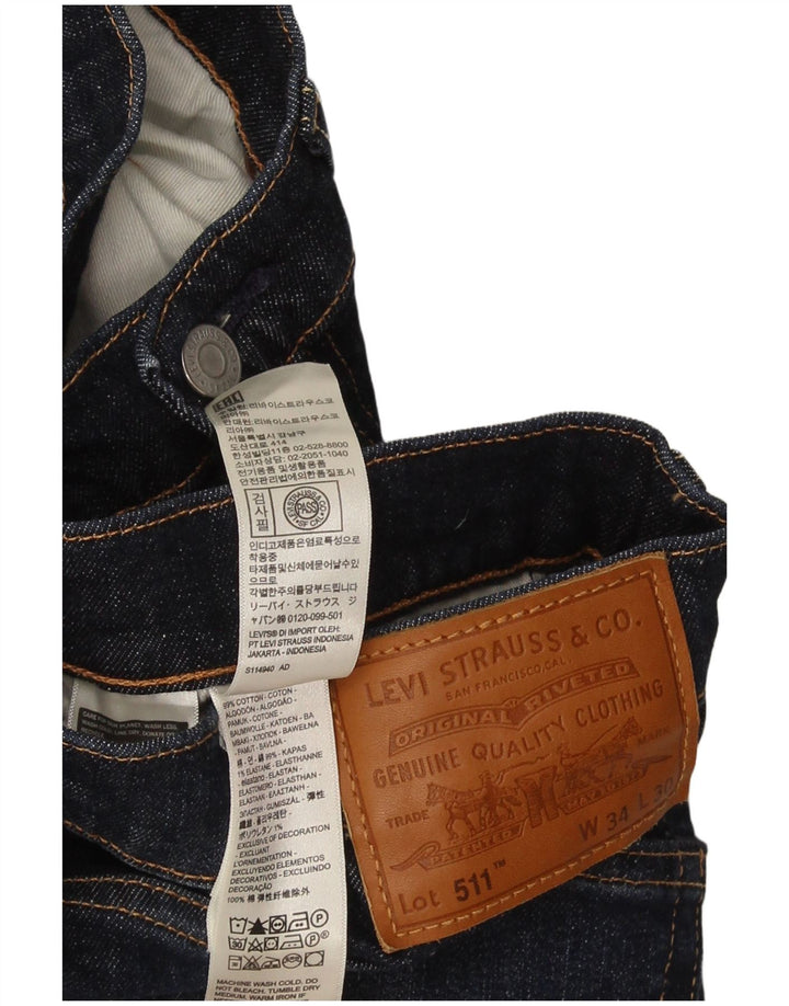 Levi's Mens 511 Slim Jeans W34 L30 Blue Cotton