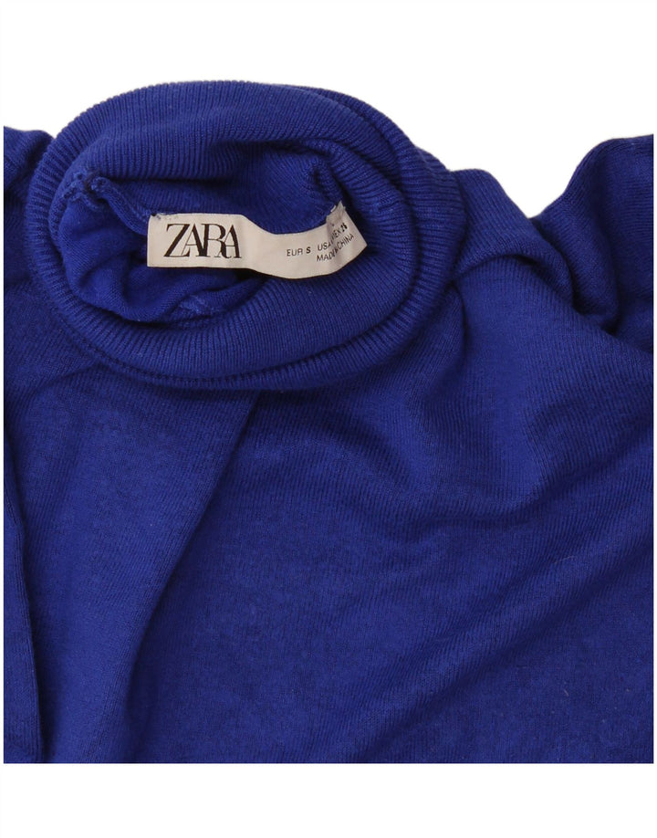 Zara Γυναικείο πουλόβερ με ρολό λαιμόκοψη UK 10 Small Navy Blue