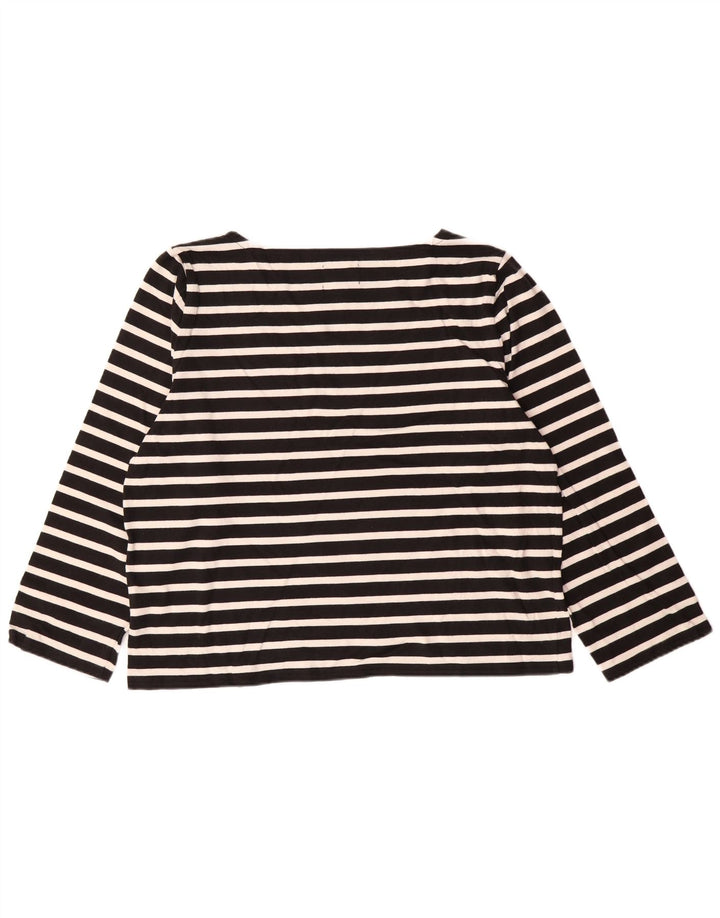 J. CREW Γυναικείο Κλασικό Μπλουζάκι 3/4 Μανίκι UK 18 XL Μαύρο ριγέ βαμβακερό