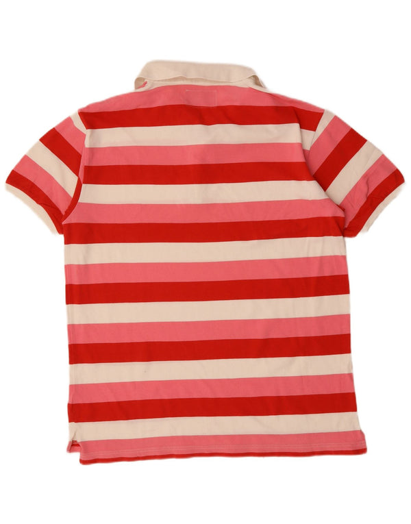 RIFLE Ανδρικό μπλουζάκι ράγκμπι πόλο 2XL ροζ ριγέ βαμβακερό