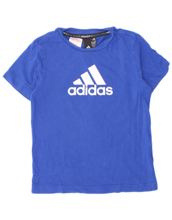 Γραφικό T-Shirt Adidas Boys Top 5-6 ετών Μπλε βαμβακερό
