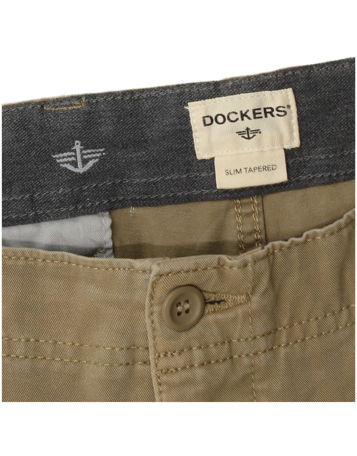 DOCKERS Ανδρικό κωνικό παντελόνι Chino W34 L32 Χακί βαμβακερό