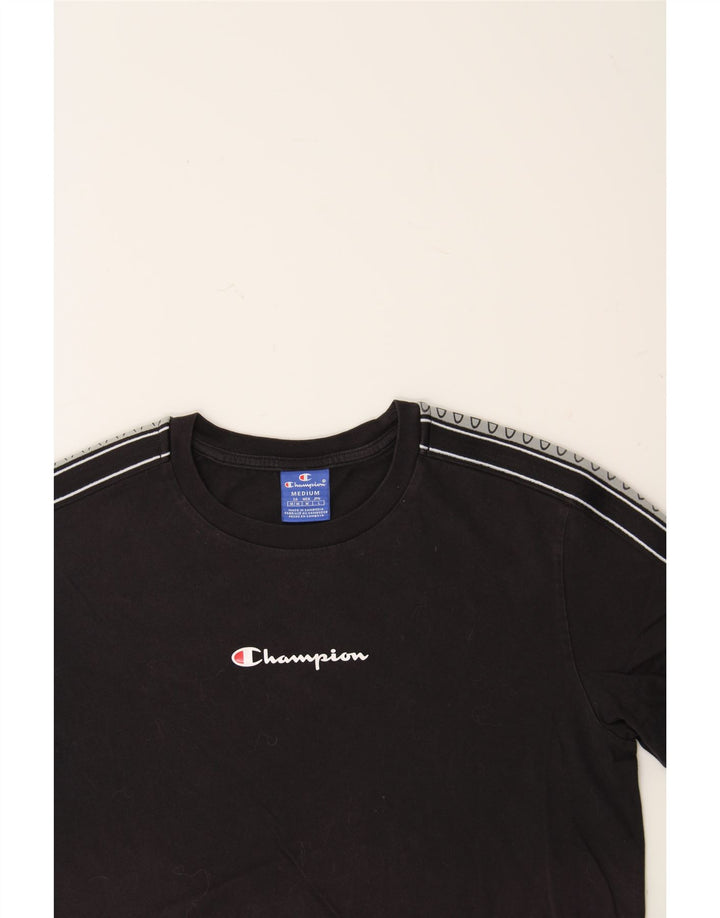 CHAMPION Mens Graphic T-Shirt Top Medium Black Cotton Vintage Champion and Second-Hand Champion from Messina Hembry 