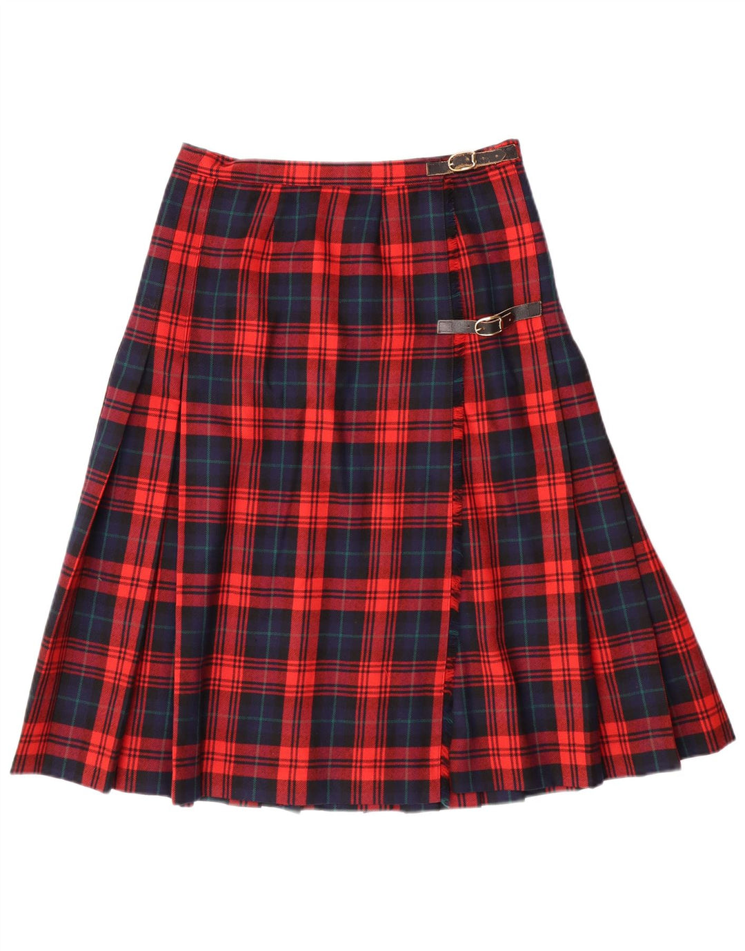 Vintage γυναικεία φούστα πλισέ με μαχαίρι IT 42 Medium W28 Κόκκινο καρέ παρθένο μαλλί