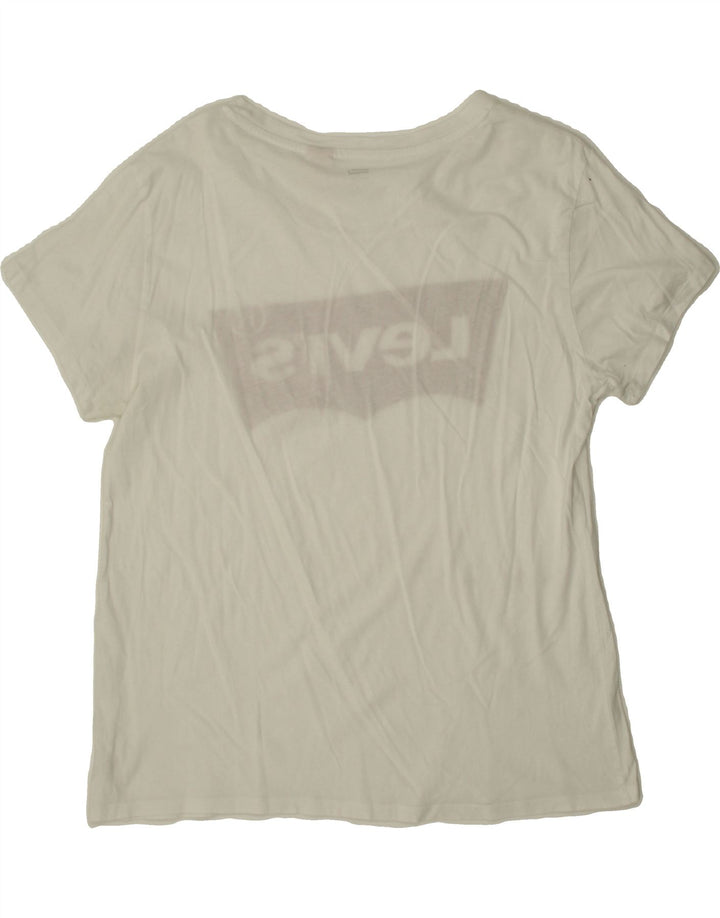 LEVI'S Womens Graphic T-Shirt Top UK 16 Large White Vintage Levi's and Second-Hand Levi's from Messina Hembry 