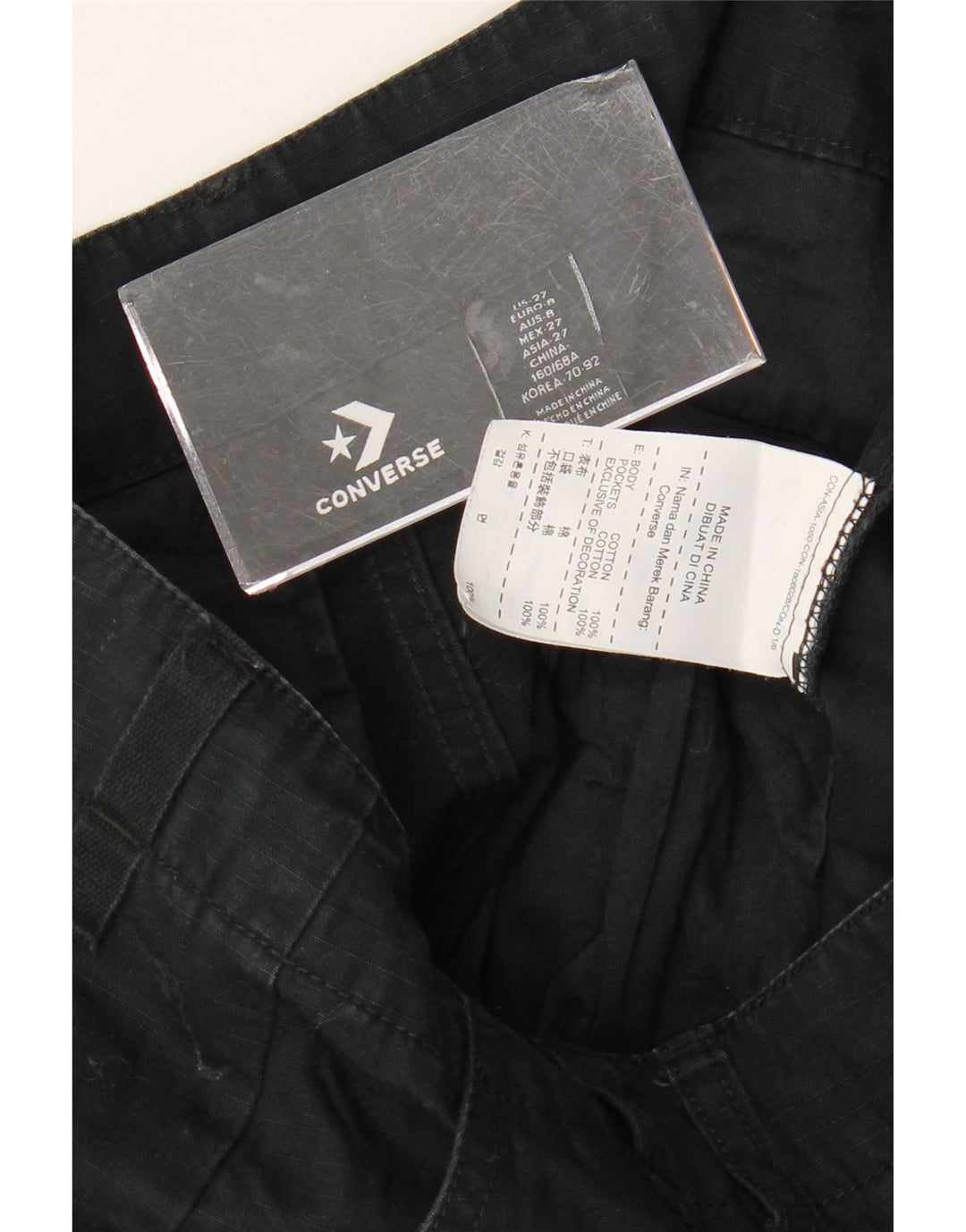 CONVERSE Γυναικείο ίσιο παντελόνι Cargo W27 L28 Μαύρο βαμβακερό