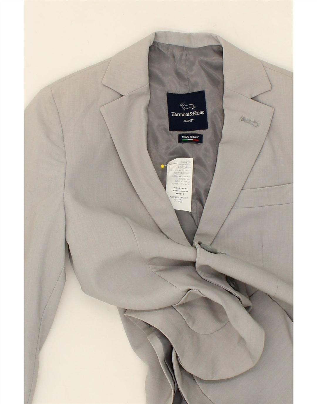 HARMONT & BLAINE Boys 2 Button Blazer Jacket 7-8 Years Grey Polyester Vintage Harmont & Blaine and Second-Hand Harmont & Blaine from Messina Hembry 