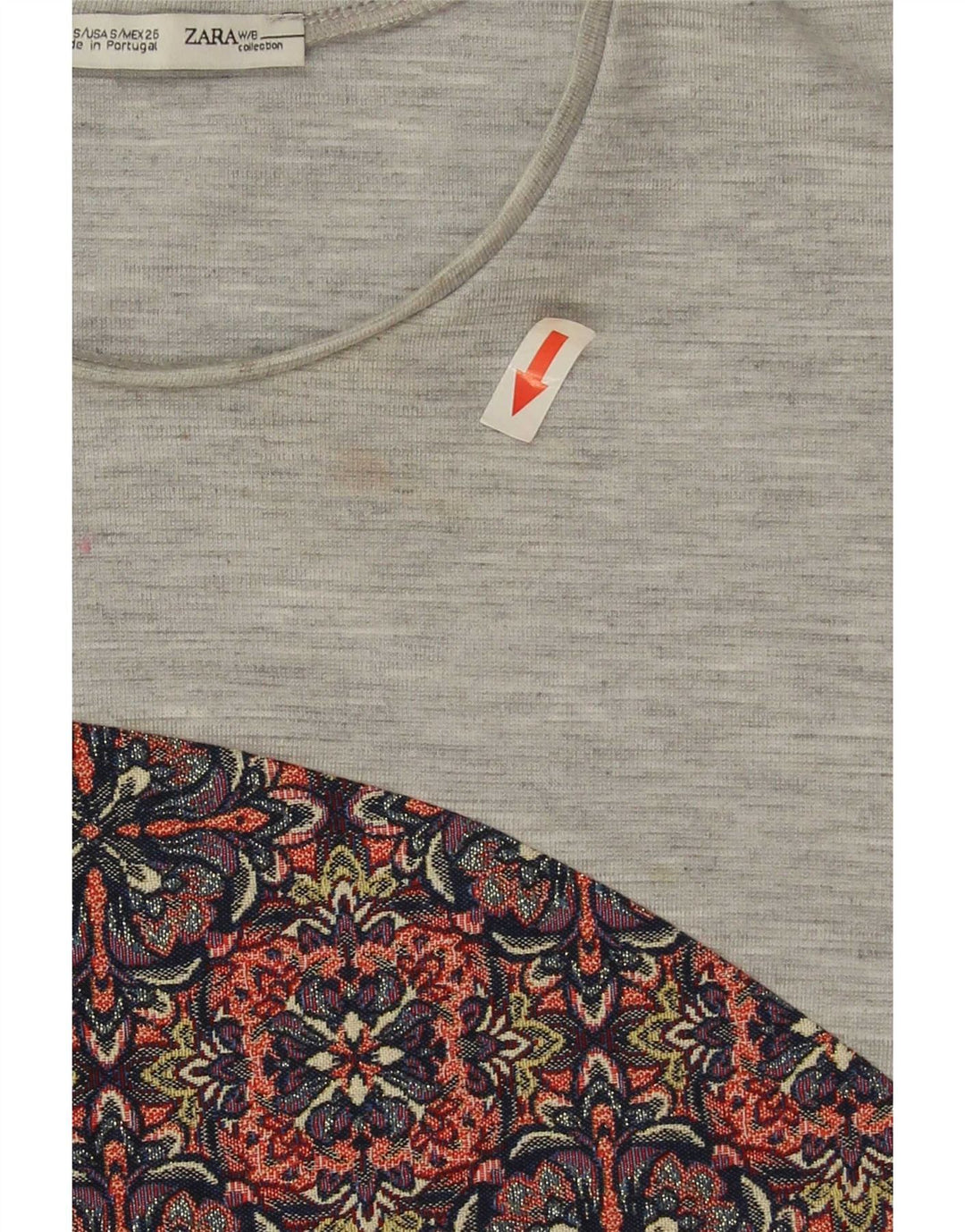 Zara Γυναικείο γιλέκο Crop UK 10 Small Grey Floral Polyester