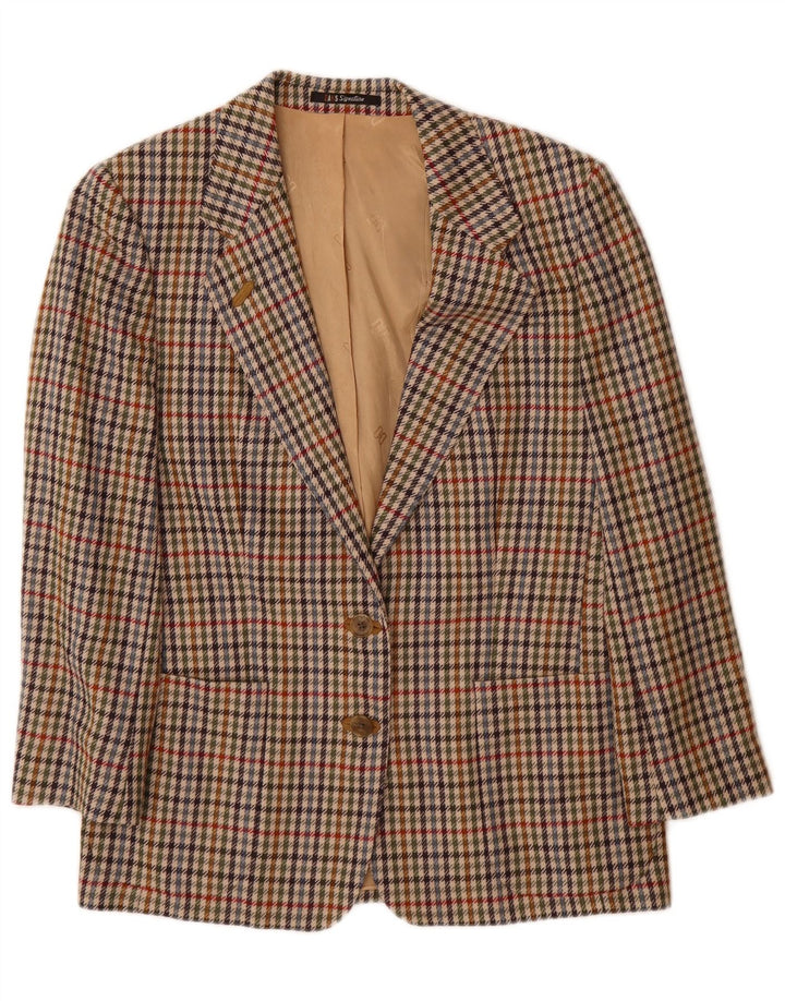DAKS Γυναικείο τζάκετ σακάκι με 2 κουμπιά UK 10 Small Beige Houndstooth