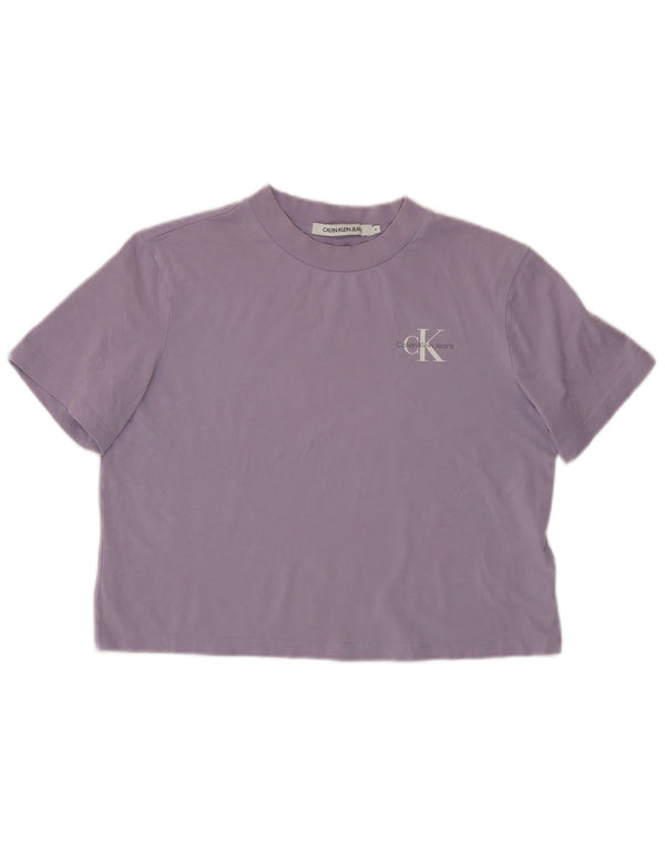 CALVIN KLEIN JEANS Γυναικείο T-Shirt T-Shirt UK 10 Small Purple Βαμβακερό