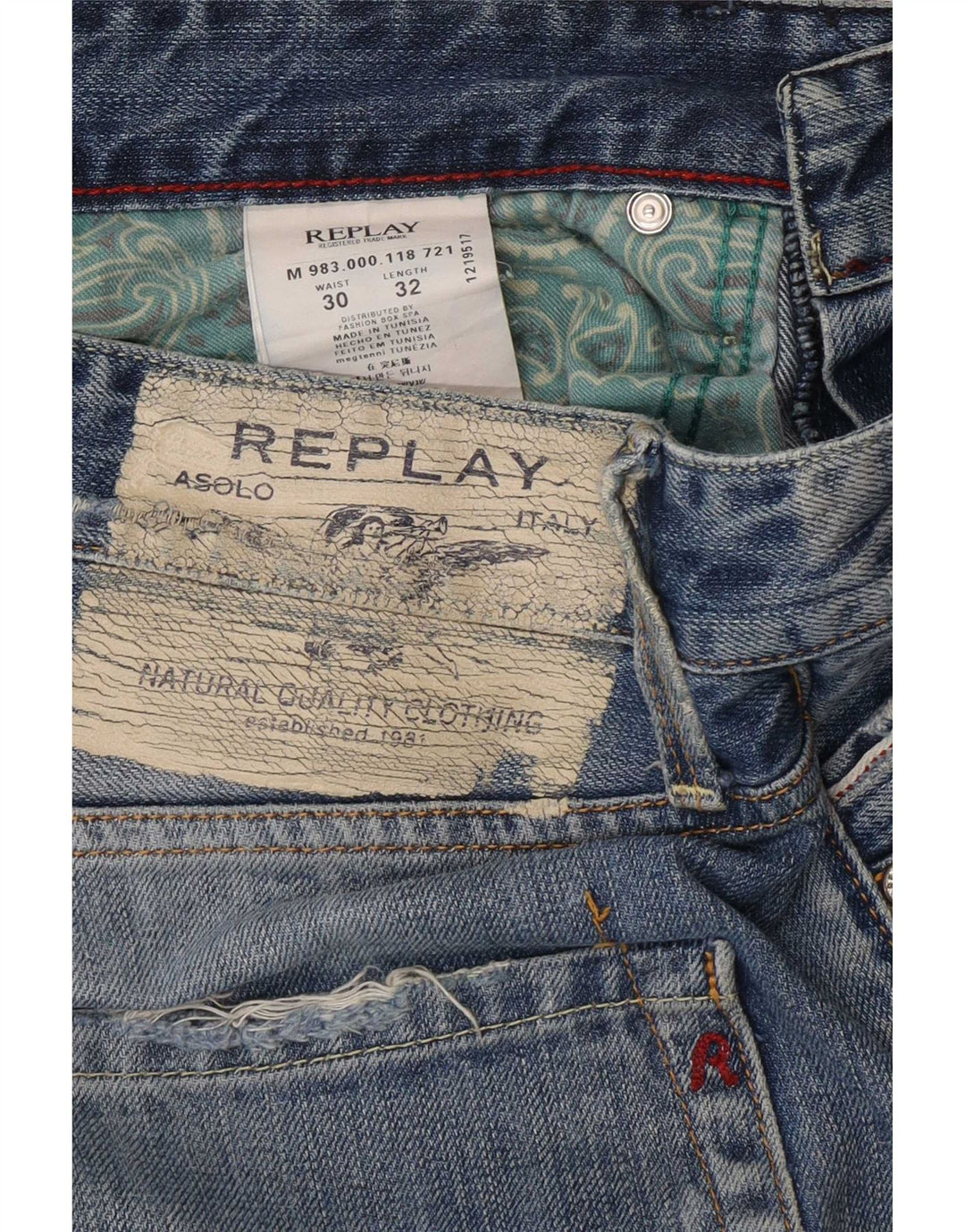 Replay Ανδρικό τζιν Waitom Distressed Straight W30 L32 Μπλε βαμβακερό