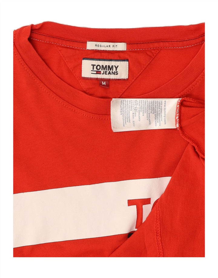 TOMMY HILFIGER Mens Graphic T-Shirt Top Medium Red Cotton Vintage Tommy Hilfiger and Second-Hand Tommy Hilfiger from Messina Hembry 