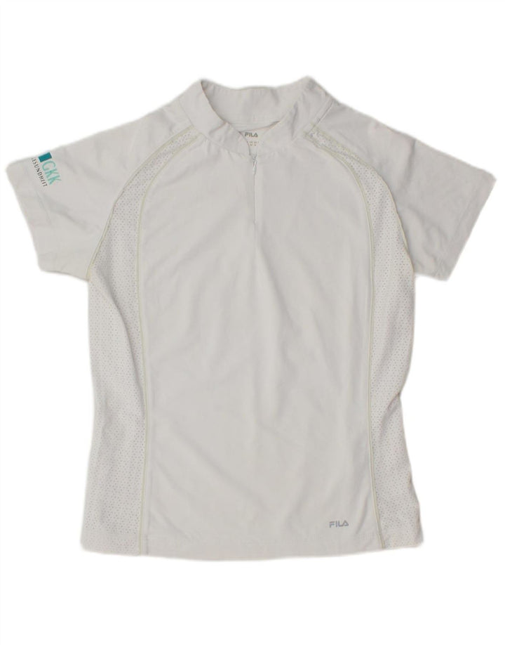 FILA Womens T-Shirt Top UK 12 Medium White Polyester