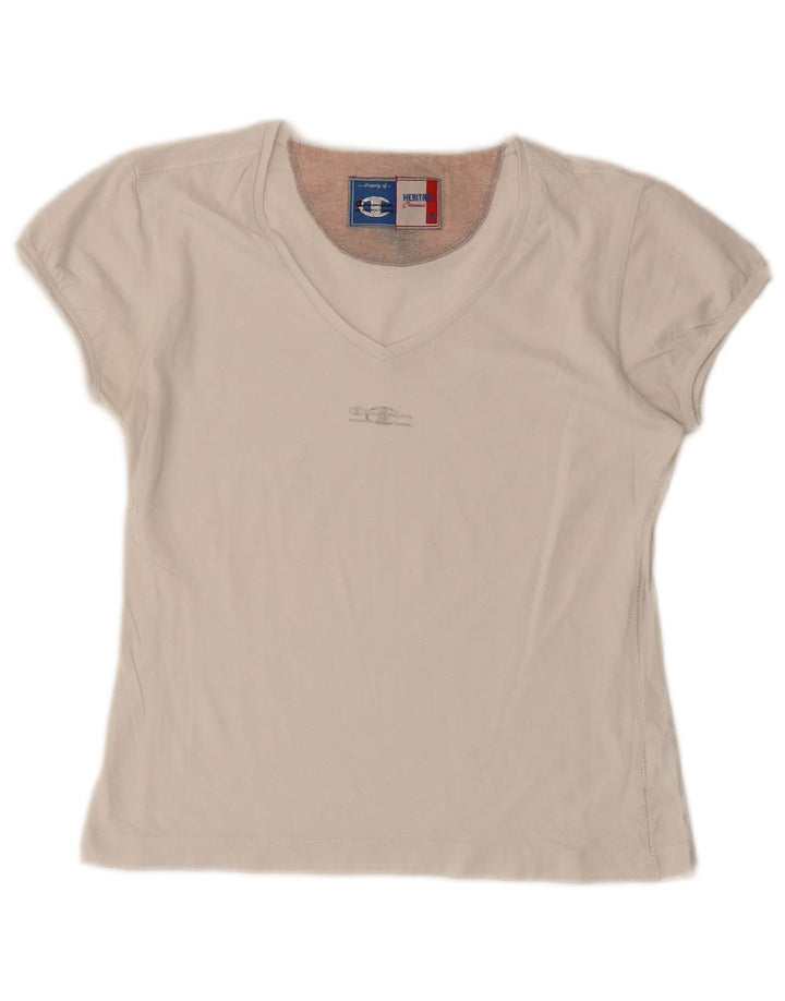 Champion Womens Heritage Classics Crop T-shirt Top UK 12 Medium White