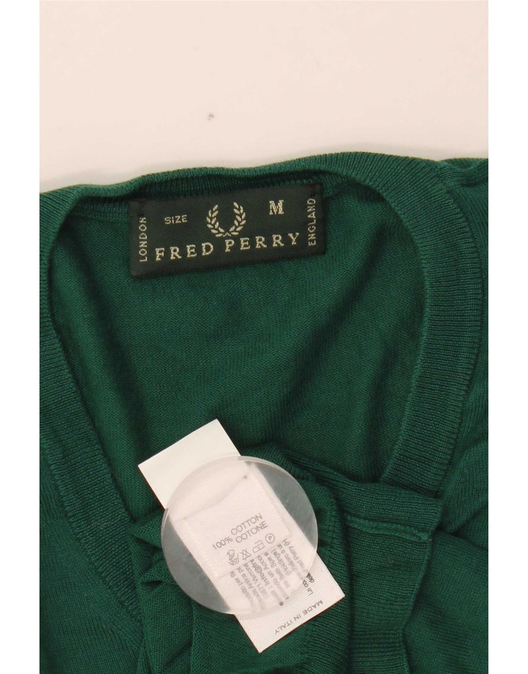 Fred Perry Ανδρικό πουλόβερ με λαιμόκοψη σε μεσαίο πράσινο βαμβάκι