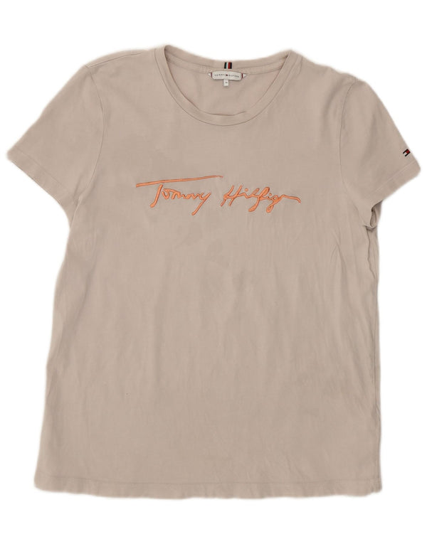 Γυναικείο γραφικό μπλουζάκι Tommy Hilfiger Top UK 14 μεσαίου γκρι βαμβακερό