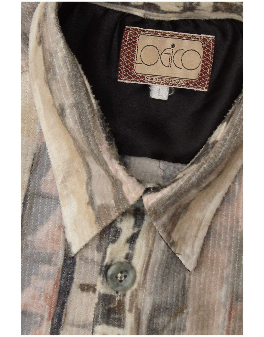 Vintage Ανδρικό πουκάμισο Fleece Μεγάλο Γκρι Γεωμετρικό