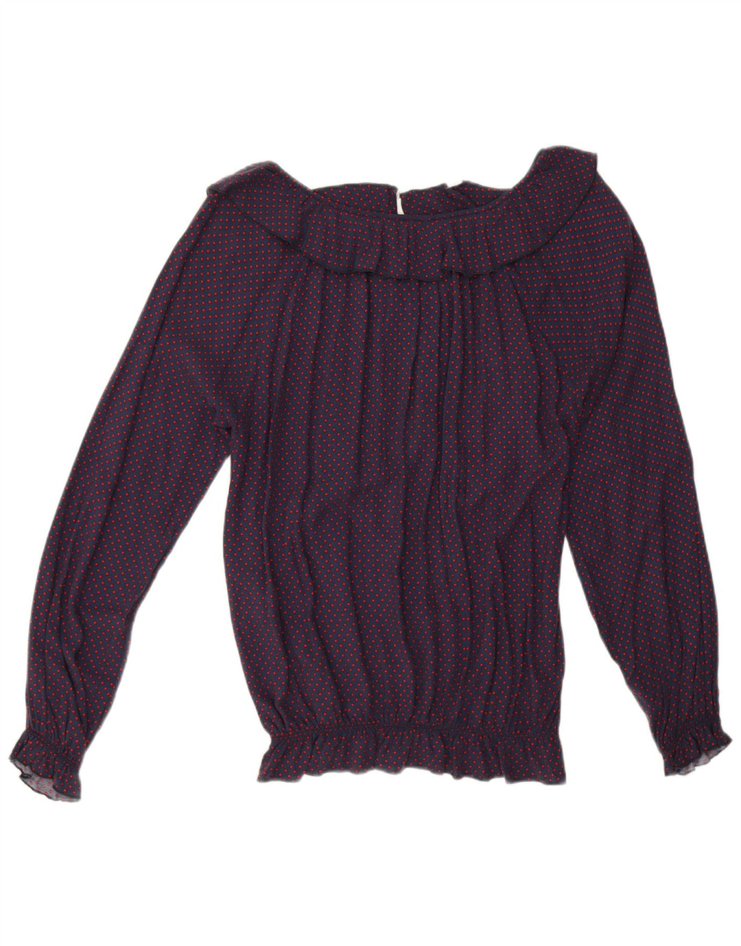 Fornarina Γυναικεία Μπλούζα Τοπ UK 14 Medium Navy Blue Spotted Retro