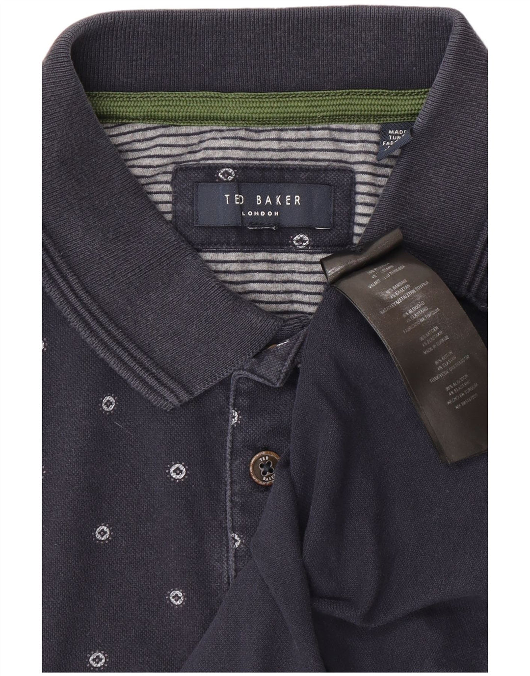 Ανδρικό μπλουζάκι πόλο Ted Baker Μικρό βαμβακερό σε μπλε ναυτικό στίγμα