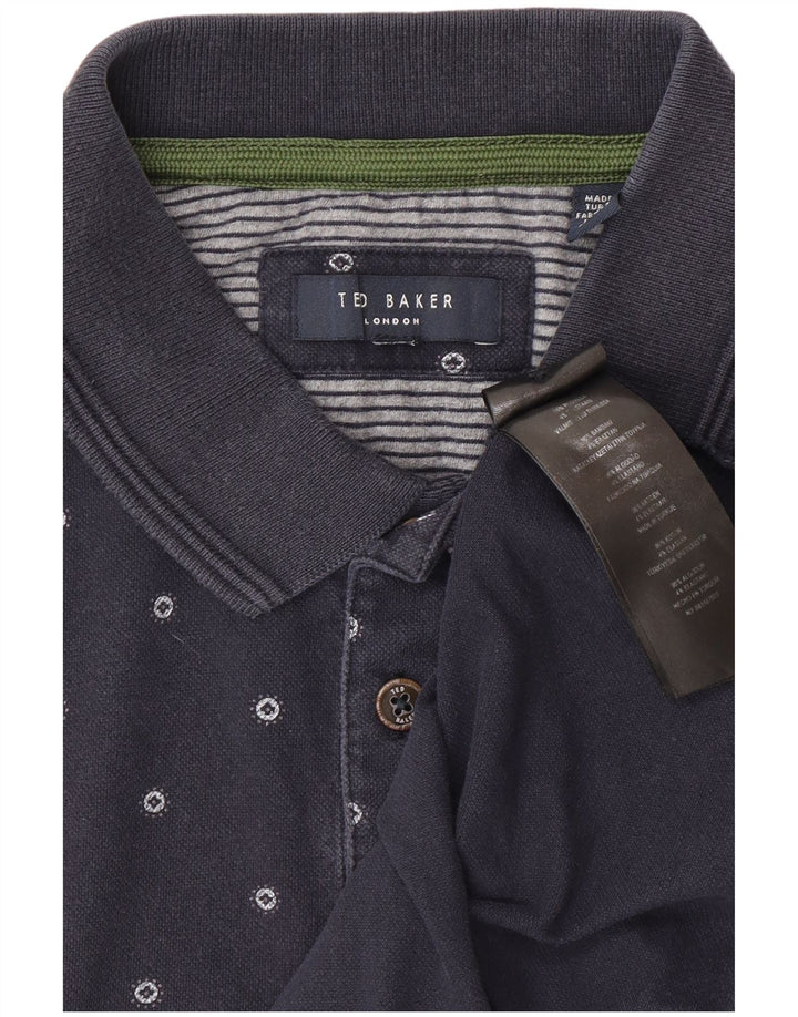 Ανδρικό μπλουζάκι πόλο Ted Baker Μικρό βαμβακερό σε μπλε ναυτικό στίγμα