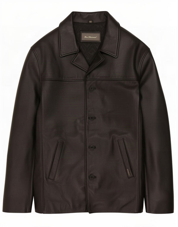 Ben Sherman Ανδρικό Δερμάτινο Μπουφάν UK 40 Large Μαύρο
