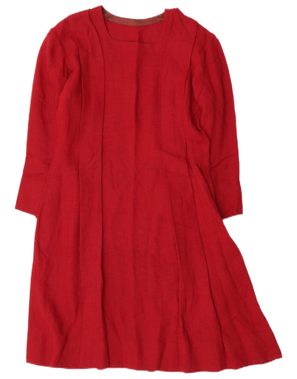 Vintage γυναικείο φόρεμα 3/4 μανίκι A-line UK 10 Small Red