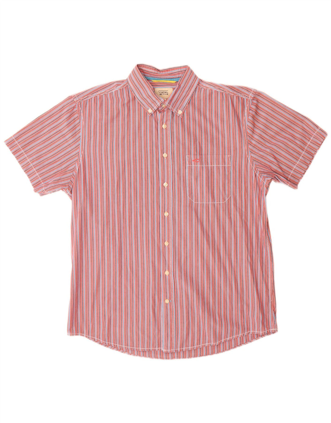 Ανδρικό κοντομάνικο πουκάμισο Camel Active Μεγάλο πολύχρωμο βαμβακερό ρίγες
