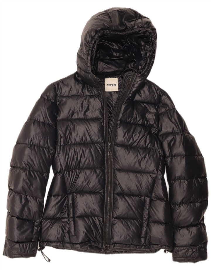 Aspesi Γυναικείο μπουφάν με κουκούλα UK 14 Medium Black Polyamide