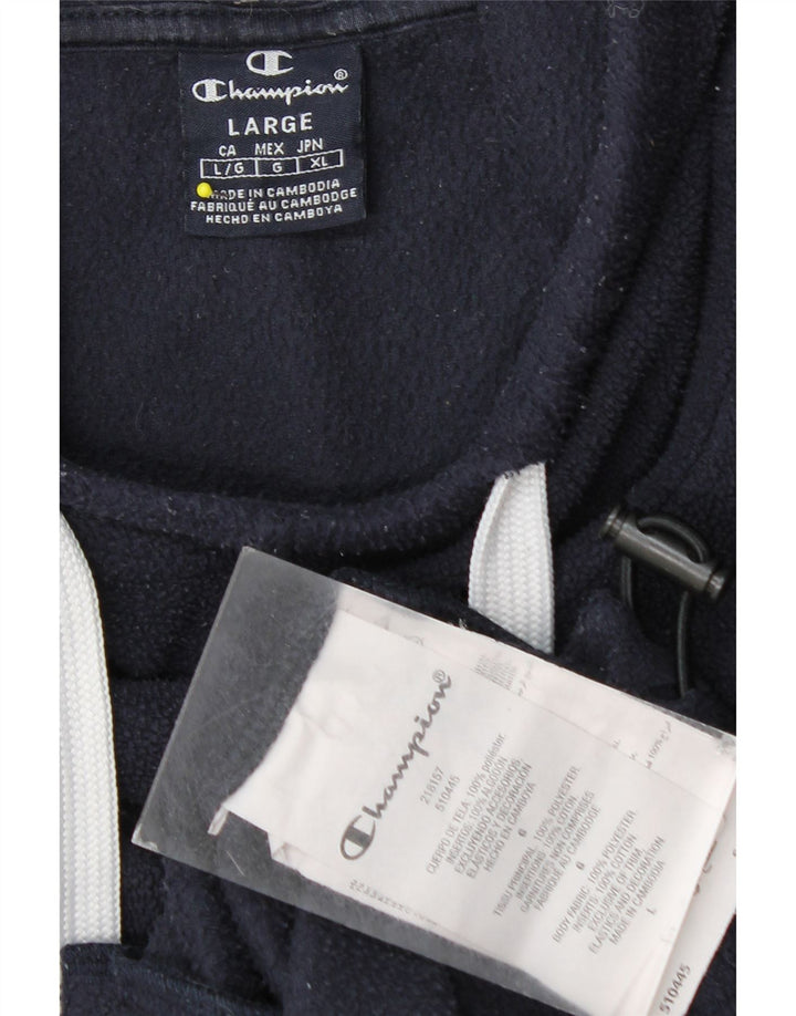 Champion Ανδρικά γραφικά με κουκούλα Fleece Jumper Μεγάλο Navy Blue Polyester