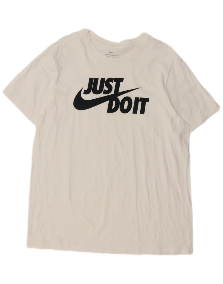 Ανδρικό γραφικό μπλουζάκι Nike, μεγάλο λευκό βαμβακερό