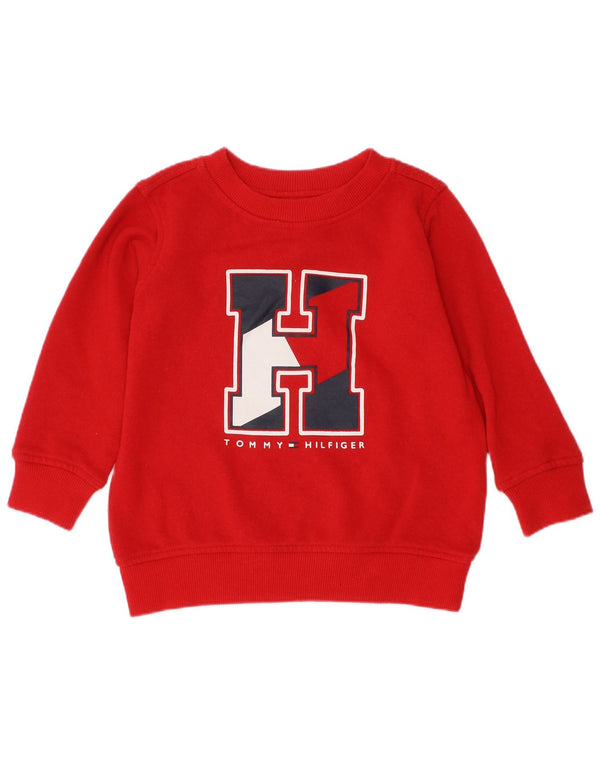 Tommy Hilfiger Baby Girls Graphic Φούτερ 18-24 μηνών κόκκινο βαμβακερό