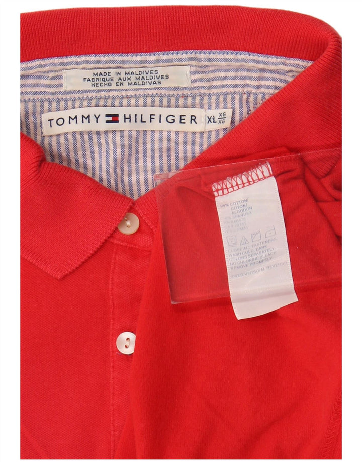 Γυναικείο μπλουζάκι πόλο TOMMY HILFIGER UK 18 XL κόκκινο βαμβακερό