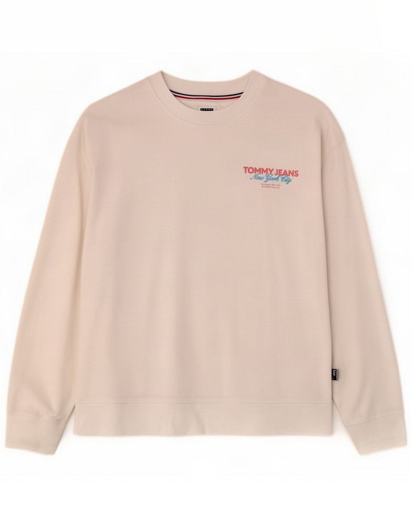 Tommy Hilfiger Γυναικείο Γραφικό Φούτερ Jumper UK 14 Medium White Cotton