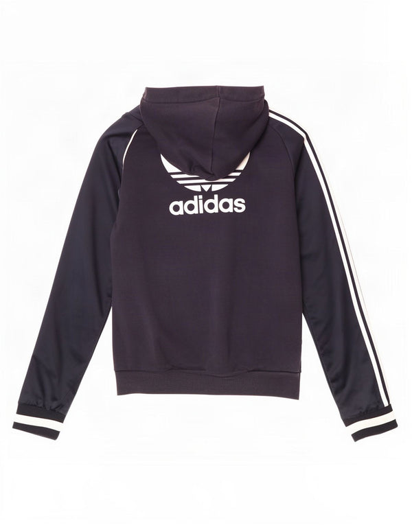 Adidas Γυναικεία αθλητική φόρμα με κουκούλα Top Jacket UK 10 Small Navy Blue Polyester