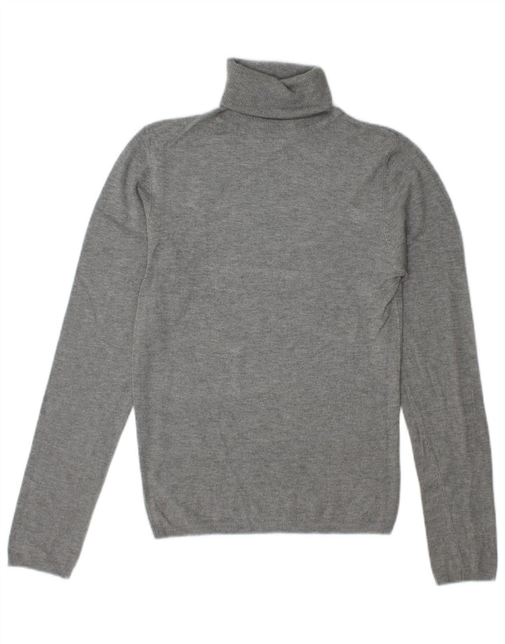 Zara Γυναικείο πουλόβερ με ρολό λαιμόκοψη UK 10 Small Grey Rayon