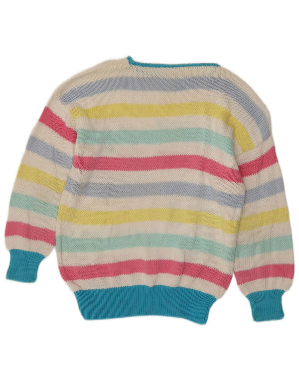 Vintage Womens Boat Neck Jumper Sweater UK 14 Medium Multicoloured Striped