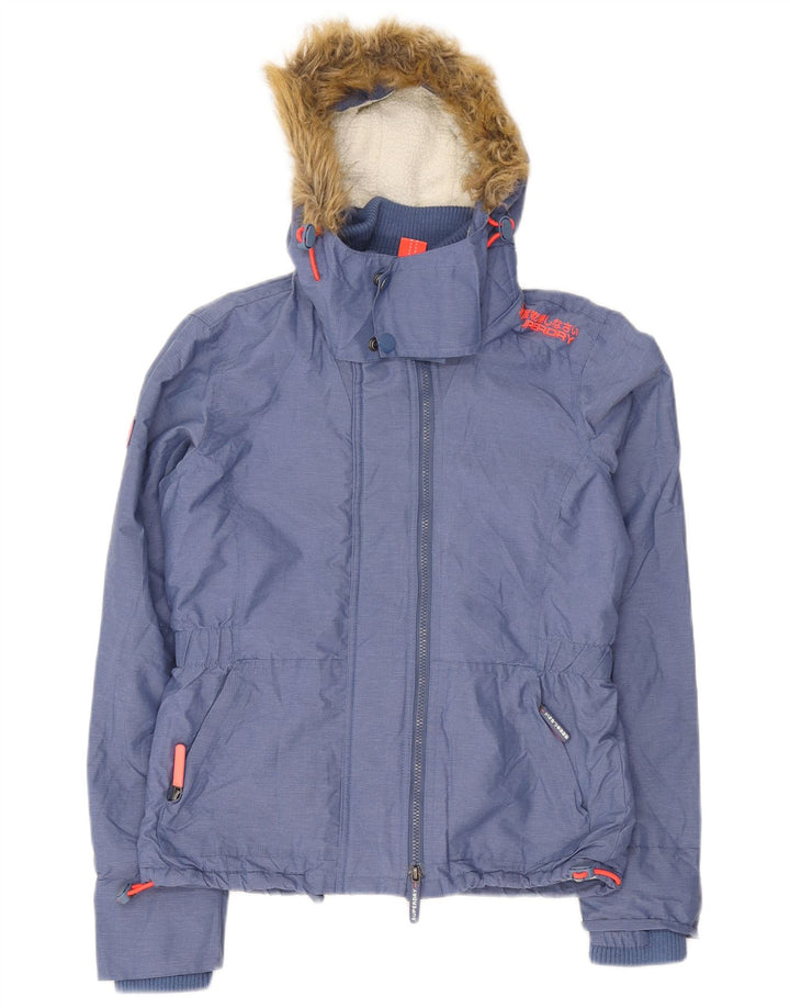 Superdry γυναικείο μπουφάν με κουκούλα Sherpa Windbreaker UK 14 Medium Blue