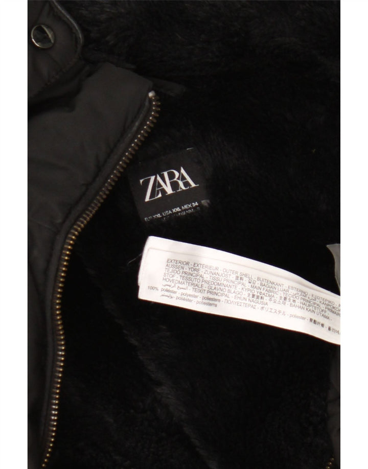 Zara Γυναικείο μπουφάν με κουκούλα UK 20 2XL Μαύρο Πολυεστέρας