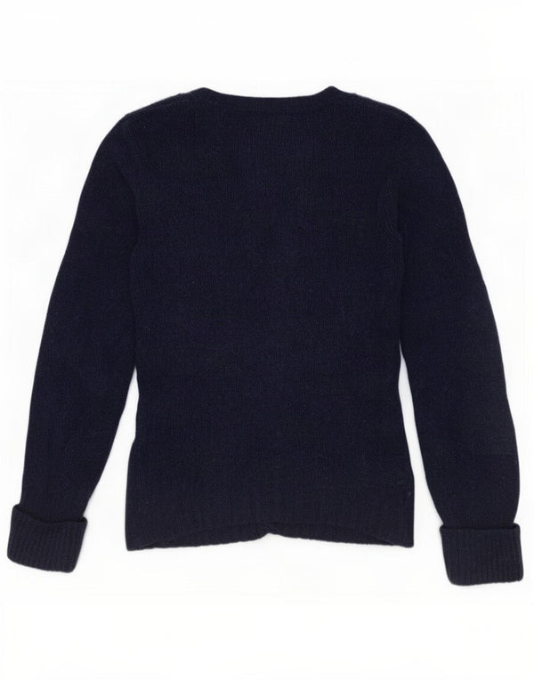 Massimo Dutti Γυναικείο πουλόβερ ζακέτα UK 12 Medium Navy Blue βαμβακερό