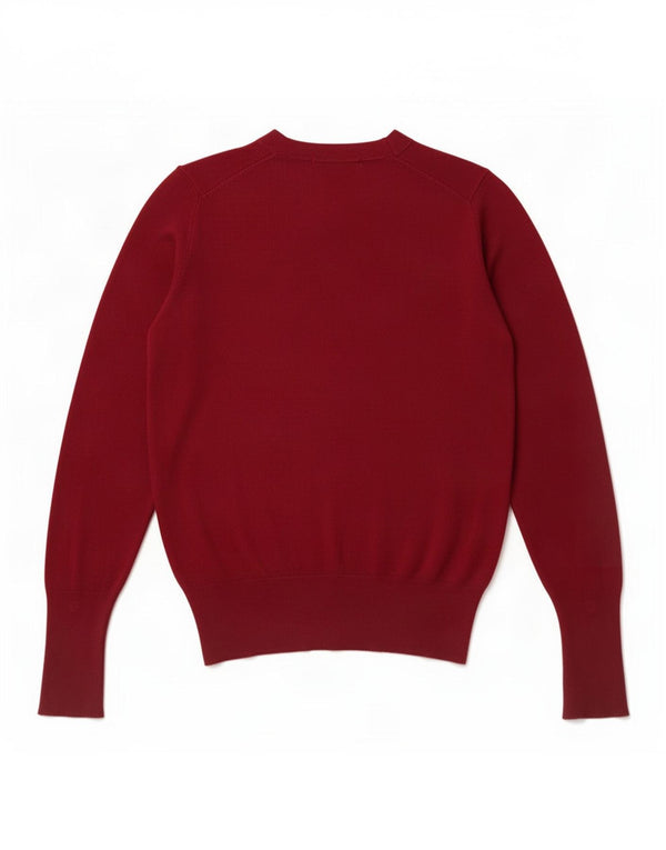 Zara Γυναικείο πουλόβερ με λαιμόκοψη UK 8 Small μπορντό βισκόζη