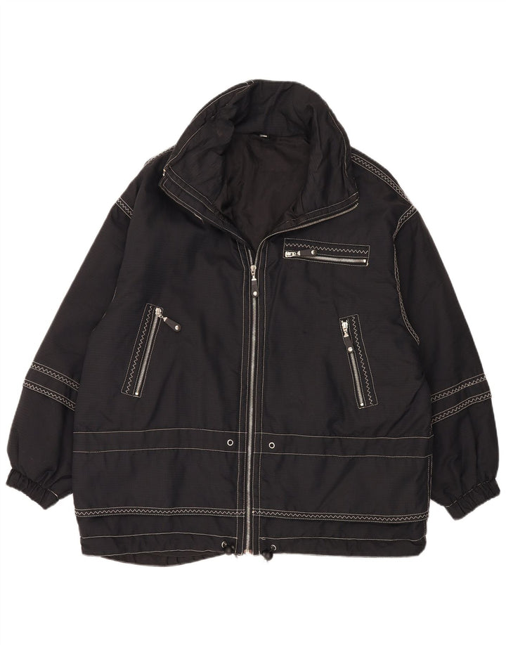 Vintage Γυναικείο Oversized Windbreaker Jacket IT 44 Medium Black Polyamide