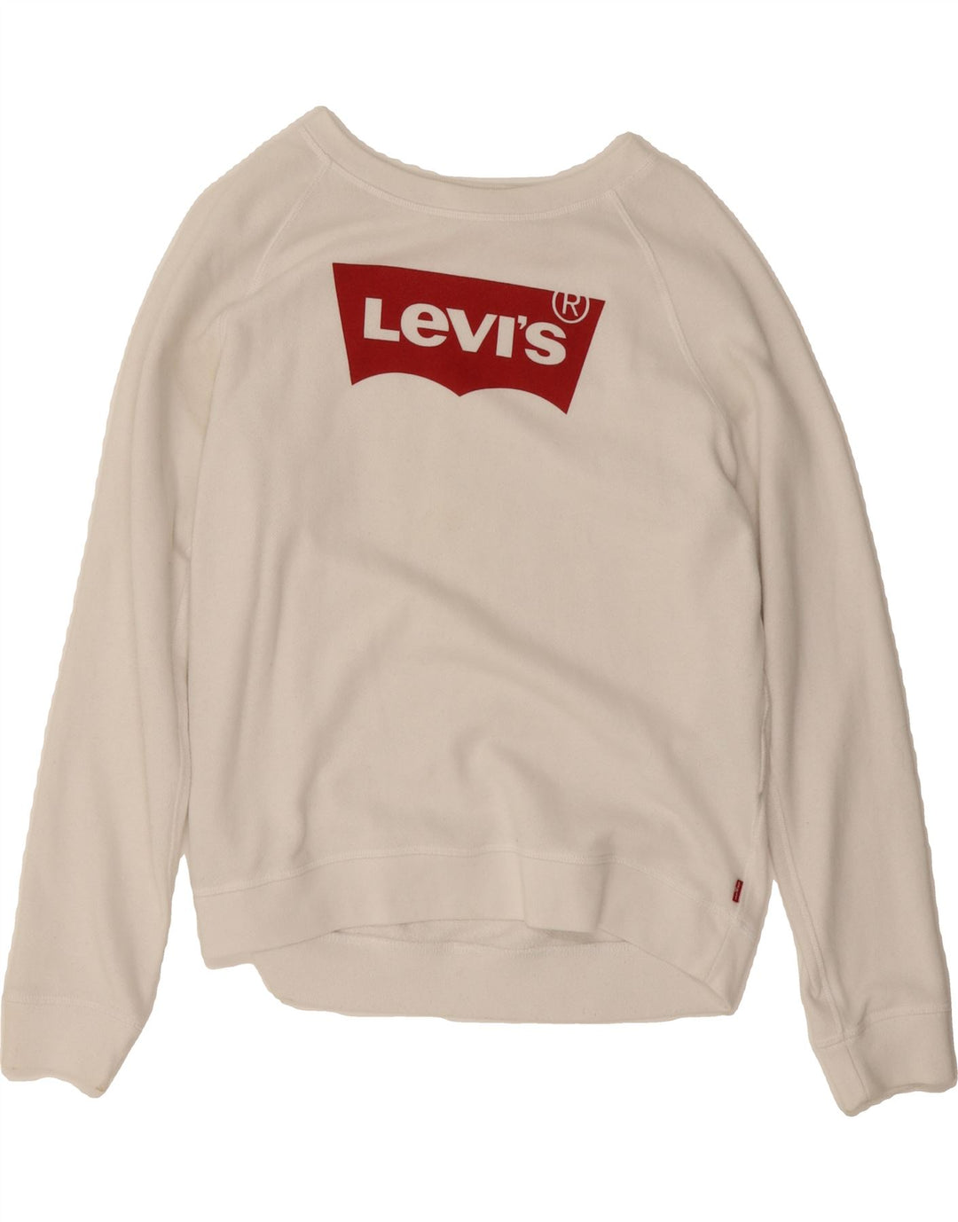 LEVI'S Womens Graphic Sweatshirt Jumper UK 14 Medium White Cotton Vintage Levi's and Second-Hand Levi's from Messina Hembry 