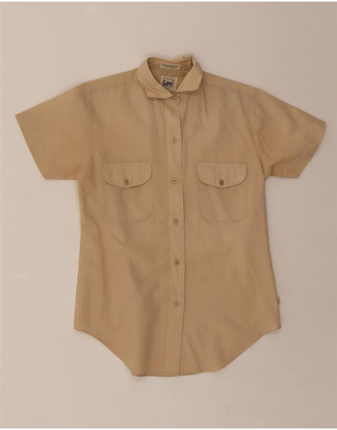 LEE Womens Short Sleeve Shirt US 5/6 Medium Beige Cotton Vintage Lee and Second-Hand Lee from Messina Hembry 